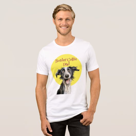 Grappige Border Collie Pap Hond Illustratie Tri-Blend Shirt (Voorkant volledig)