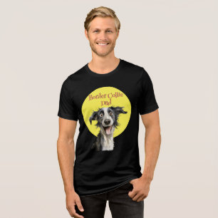 Grappige Border Collie Pap Hond Illustratie Tri-Blend Shirt