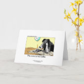 Grappige Border Collie Wenskaart Kaart (Gele Bloem)