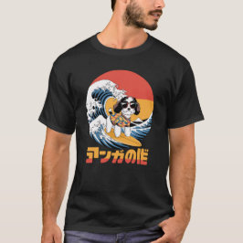 Grappige Bordoodle Japanse Kanagawa Wave Dog T-shirt