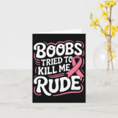 Grappige borstkanker vechter overlevende roze lint kaart (Gele Bloem)