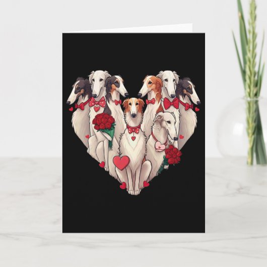 Grappige Borzoi Hart Valentijn Borzoi Vrouwen Mann Kaart (Voorkant)