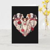 Grappige Borzoi Hart Valentijn Borzoi Vrouwen Mann Kaart (Gele Bloem)