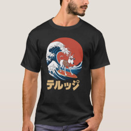 Grappige Borzoi Japanse Kanagawa Wave Dog T-shirt