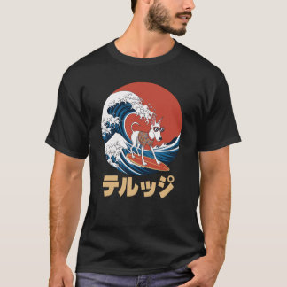 Grappige Borzoi Japanse Kanagawa Wave Dog T-shirt