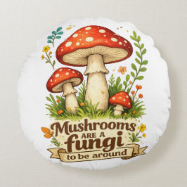 Grappige bos paddenstoelen cadeau voor paddenstoel rond kussen