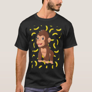 Grappige bos wilde dier banaan met primaat monnik t-shirt