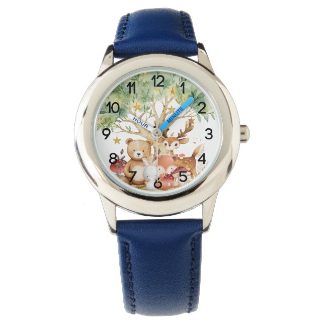 Grappige bosdieren Kinder Horloge (Voorkant)