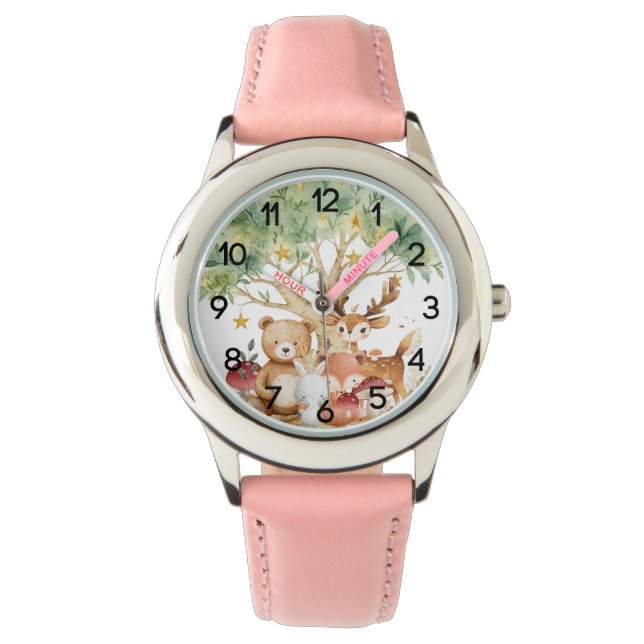 Grappige bosdieren Kinder Horloge (Voorkant)