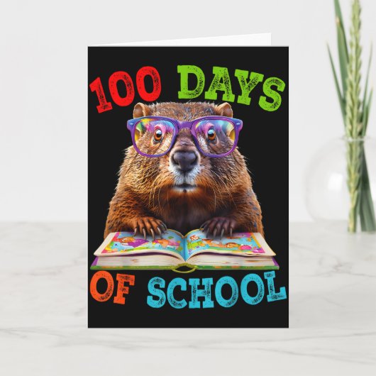 Grappige bosmarmot 100e dag van school leraar bosm kaart (Voorkant)