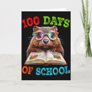 Grappige bosmarmot 100e schooldag onderwijzer bosm kaart