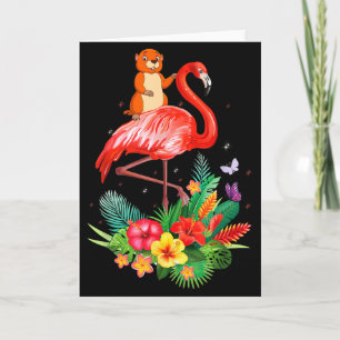 Grappige Bosmarmot Die Op Flamingo Bloemen Wilde D Kaart