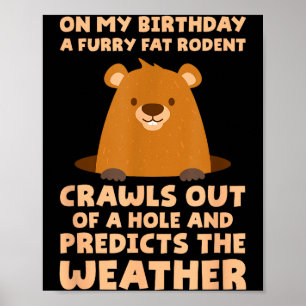 Grappige Bosmarmot Op Mijn Verjaardag Een Harige V Poster