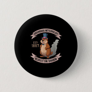 Grappige Bosmarmot Uni Volwassenen Kinderen Zwart  Ronde Button 5,7 Cm
