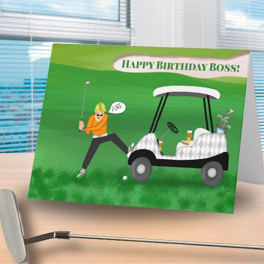 Grappige Boss Golfer Verjaardag Met Bier & Hete Ho Kaart