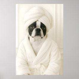 Grappige Boston Terrier Badkamer Print, Terrier In Poster