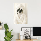 Grappige Boston Terrier Badkamer Print, Terrier In Poster (Thuiskantoor)