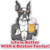 Grappige Boston Terrier Cool Dog Joke Car Sticker (Voorkant)