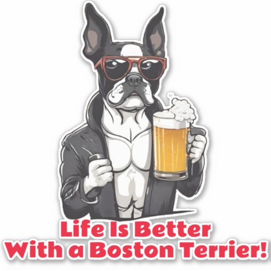 Grappige Boston Terrier Cool Dog Joke Car Sticker (Voorkant)