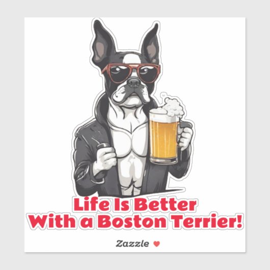 Grappige Boston Terrier Cool Dog Joke Car Sticker (Vel)