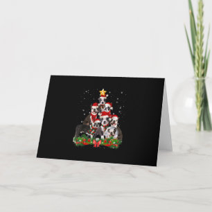 Grappige Boston Terrier Hond Kerstboom Cadeau Feestdagen Kaart