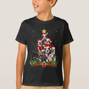 Grappige Boston Terrier Hond Kerstboom T-shirt