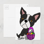 Grappige Boston Terrier Hond met Paasmand Feestdagenkaart (Voorkant / Achterkant)