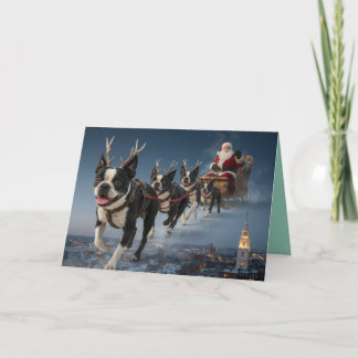 Grappige Boston Terrier Kerst Kaart