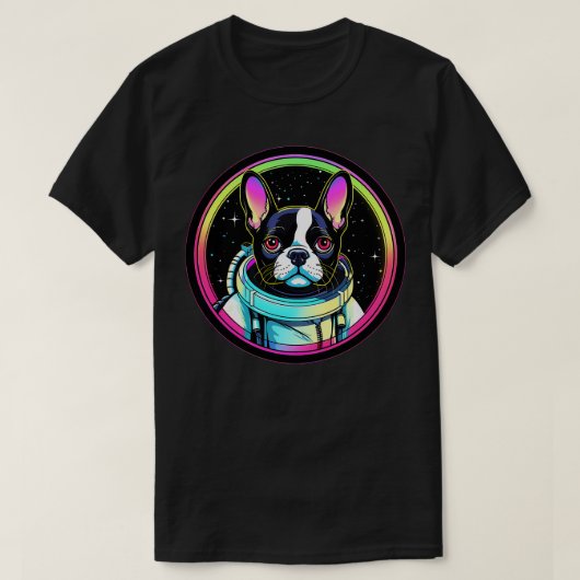 Grappige Boston Terrier Kosmische Astronaut Space T-shirt (Design voorkant)