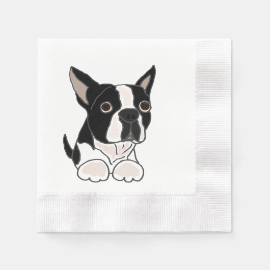 Grappige Boston Terrier Puppy Dog Art Servetten (Voorkant)