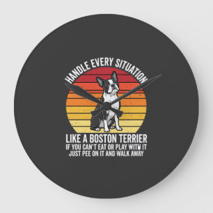 Grappige Boston Terrier Retro Hond Attitude Grote Klok
