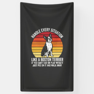 Grappige Boston Terrier Retro Hond Attitude Spandoek
