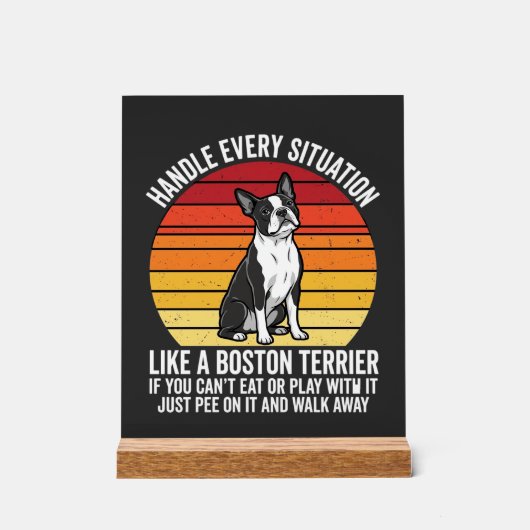 Grappige Boston Terrier Retro Honden Attitude Acryl Bord (Voorkant)