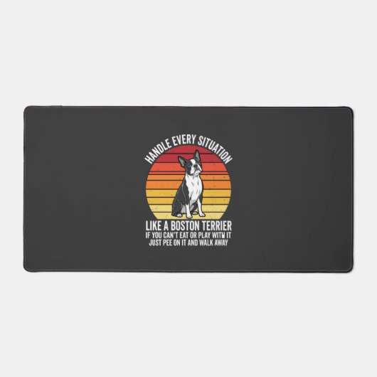 Grappige Boston Terrier Retro Honden Attitude Bureaumat (Voorkant)