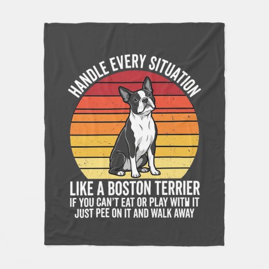Grappige Boston Terrier Retro Honden Attitude Fleece Deken (Voorkant)