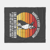 Grappige Boston Terrier Retro Honden Attitude Fleece Deken (Voorkant (Horizontaal))
