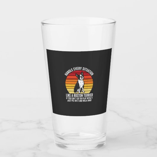 Grappige Boston Terrier Retro Honden Attitude Glas (Voorkant)