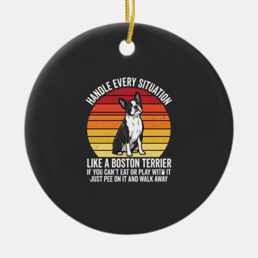 Grappige Boston Terrier Retro Honden Attitude Keramisch Ornament (Voorkant)