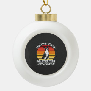 Grappige Boston Terrier Retro Honden Attitude Keramische Bal Ornament