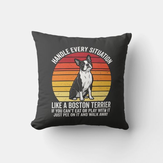 Grappige Boston Terrier Retro Honden Attitude Kussen (Voorkant)