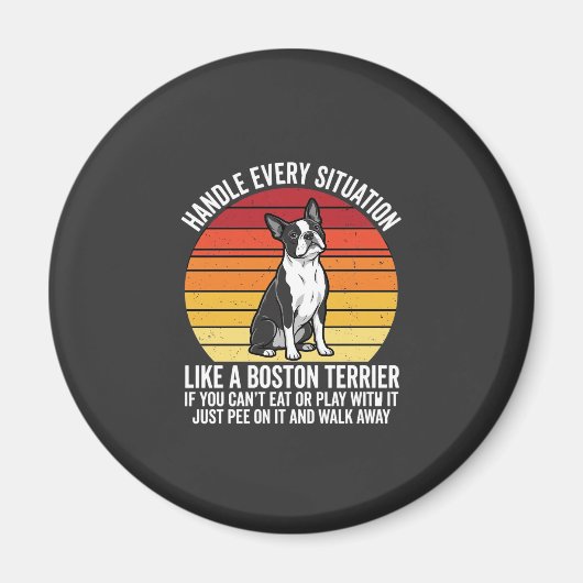 Grappige Boston Terrier Retro Honden Attitude Magneet (Voorkant)