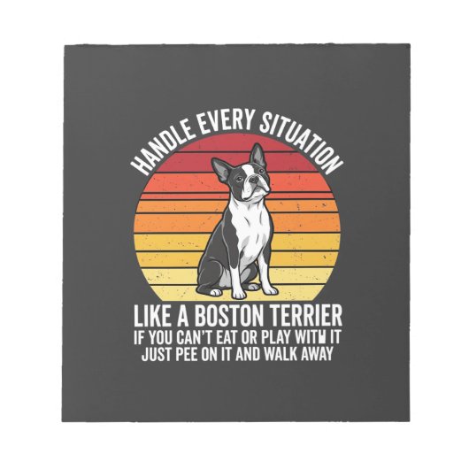 Grappige Boston Terrier Retro Honden Attitude Notitieblok (Voorkant)
