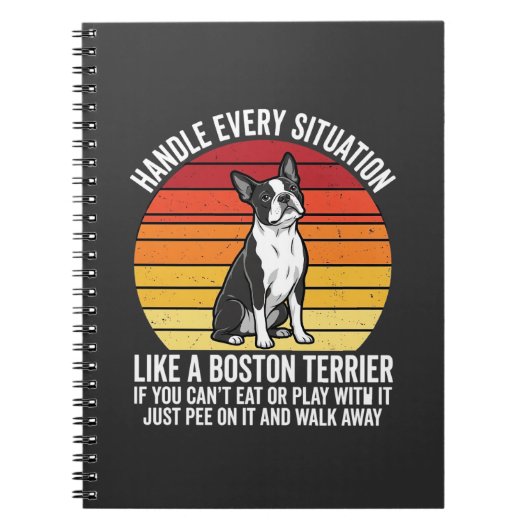 Grappige Boston Terrier Retro Honden Attitude Notitieboek (Voorkant)