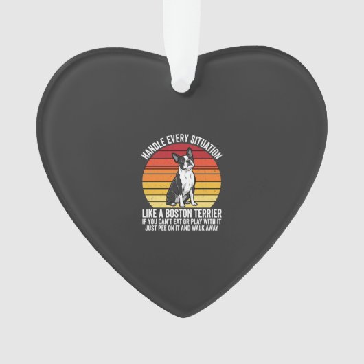 Grappige Boston Terrier Retro Honden Attitude Ornament (voorkant)