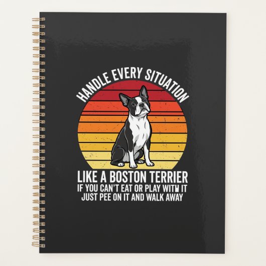Grappige Boston Terrier Retro Honden Attitude Planner (Voorkant)