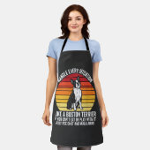 Grappige Boston Terrier Retro Honden Attitude Schort (Gedragen)