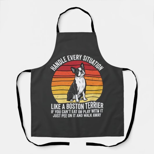 Grappige Boston Terrier Retro Honden Attitude Schort (Voorkant)