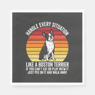 Grappige Boston Terrier Retro Honden Attitude Servet