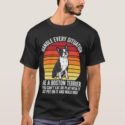 Grappige Boston Terrier Retro Honden Attitude T-shirt (Voorkant)