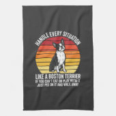Grappige Boston Terrier Retro Honden Attitude Theedoek (Verticaal)